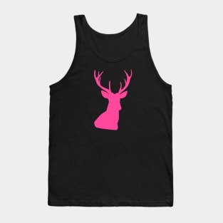 Deer Head Silhouette Skull Hot Pink Color Tank Top